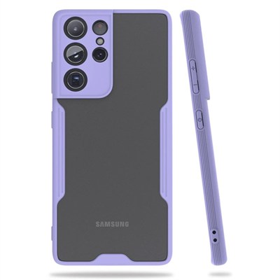 Mey İthalat®  Samsung Galaxy S21 Ultra Kılıf Platin Silikon - Lila
