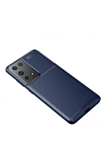 Mey İthalat®  Samsung Galaxy S21 Ultra Kılıf Auto Focus Karbon Kapak - Lacivert