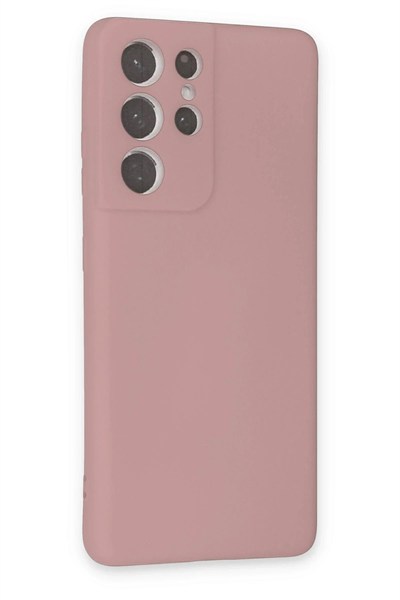 Mey İthalat®  Samsung Galaxy S21 Ultra Kılıf Nano içi Kadife Silikon - Pudra