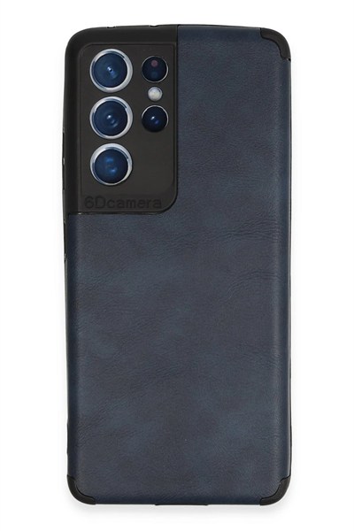 Mey İthalat®  Samsung Galaxy S21 Ultra Kılıf Loop Deri Silikon - Lacivert
