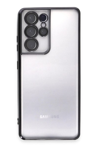 Mey İthalat®  Samsung Galaxy S21 Ultra Kılıf  Lensli Silikon - Siyah