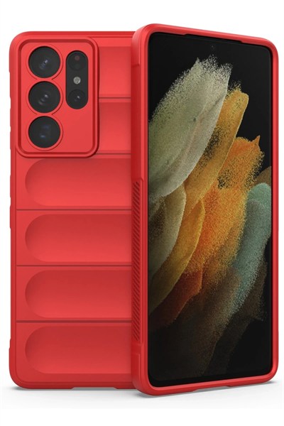 Mey İthalat®  Samsung Galaxy S21 Ultra Kılıf Optimum Silikon - Kırmızı
