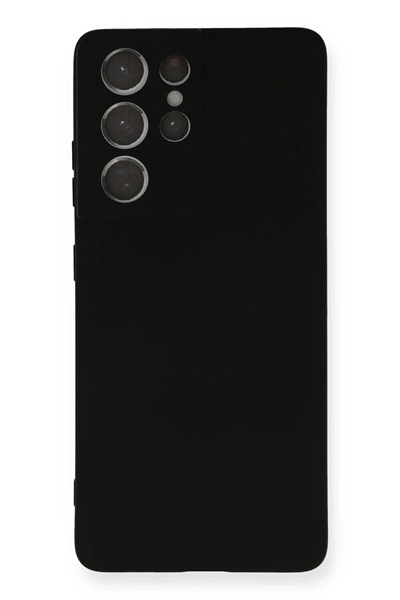 Mey İthalat®  Samsung Galaxy S21 Ultra Kılıf Nano içi Kadife Silikon - Siyah