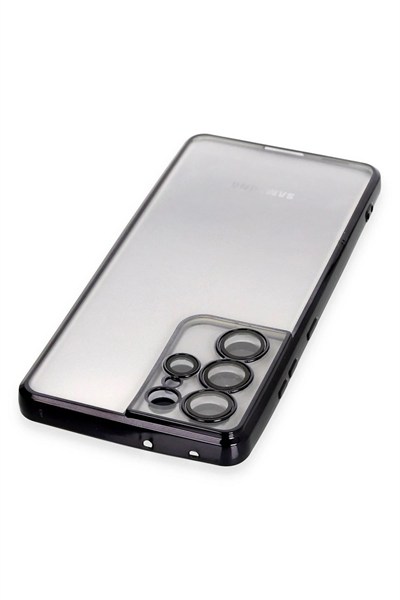 Mey İthalat®  Samsung Galaxy S21 Ultra Kılıf  Lensli Silikon - Siyah