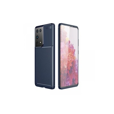 Mey İthalat®  Samsung Galaxy S21 Ultra Kılıf Auto Focus Karbon Kapak - Lacivert