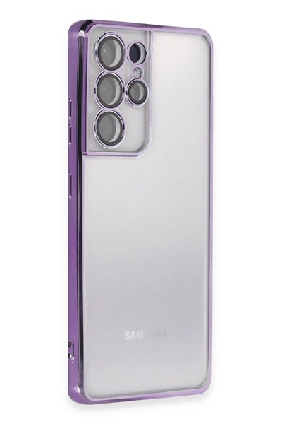 Mey İthalat®  Samsung Galaxy S21 Ultra Kılıf  Lensli Silikon - Mor