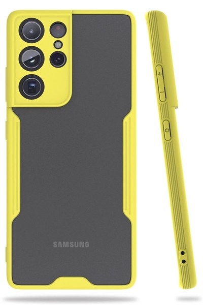 Mey İthalat®  Samsung Galaxy S21 Ultra Kılıf Platin Silikon - Sarı