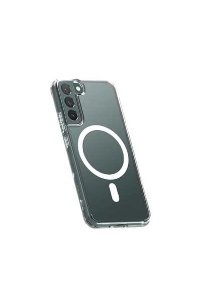 Mey İthalat®  Samsung Galaxy S22 Plus Kılıf Magneticsafe Şeffaf Silikon - Şeffaf
