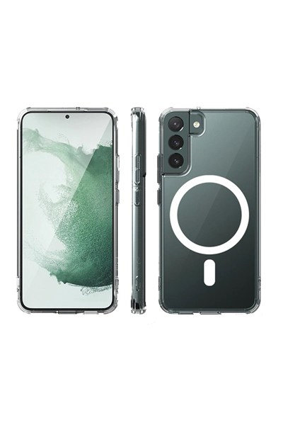 Mey İthalat®  Samsung Galaxy S22 Plus Kılıf Magneticsafe Şeffaf Silikon - Şeffaf