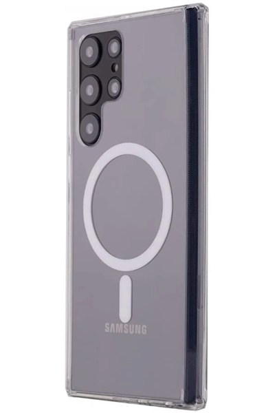 Mey İthalat®  Samsung Galaxy S22 Ultra Kılıf Magneticsafe Şeffaf Silikon - Şeffaf