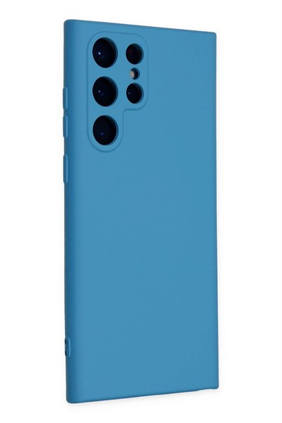 Mey İthalat®  Samsung Galaxy S22 Ultra Kılıf Nano içi Kadife Silikon - Mavi