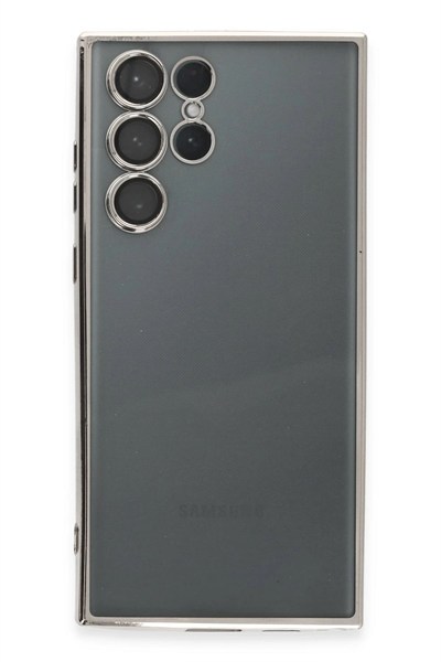 Mey İthalat®  Samsung Galaxy S22 Ultra Kılıf  Lensli Silikon - Gümüş