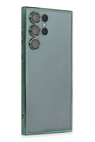 Mey İthalat®  Samsung Galaxy S22 Ultra Kılıf  Lensli Silikon - Yeşil