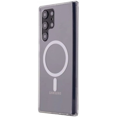 Mey İthalat®  Samsung Galaxy S22 Ultra Kılıf Magneticsafe Şeffaf Silikon - Şeffaf