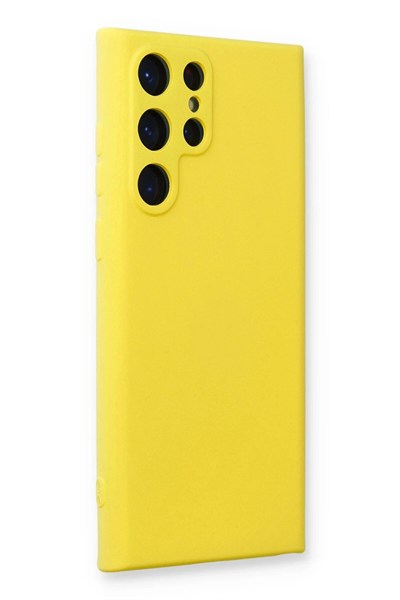 Mey İthalat®  Samsung Galaxy S22 Ultra Kılıf Nano içi Kadife Silikon - Sarı