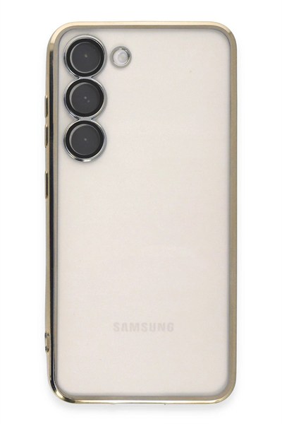 Mey İthalat®  Samsung Galaxy S23 Kılıf  Lensli Silikon - Gold