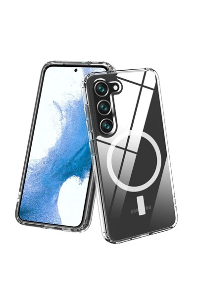 Mey İthalat®  Samsung Galaxy S23 Kılıf Magneticsafe Şeffaf Silikon - Şeffaf