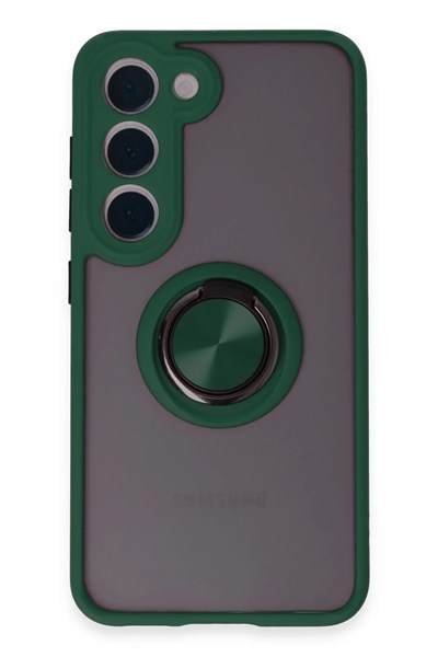 Mey İthalat®  Samsung Galaxy S23 Kılıf Montreal Yüzüklü Silikon Kapak - Yeşil