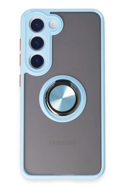 Mey İthalat®  Samsung Galaxy S23 Kılıf Montreal Yüzüklü Silikon Kapak - Buz Mavi