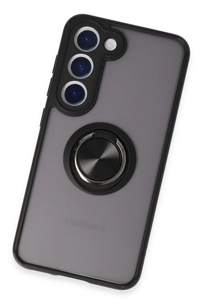Mey İthalat®  Samsung Galaxy S23 Kılıf Montreal Yüzüklü Silikon Kapak - Siyah