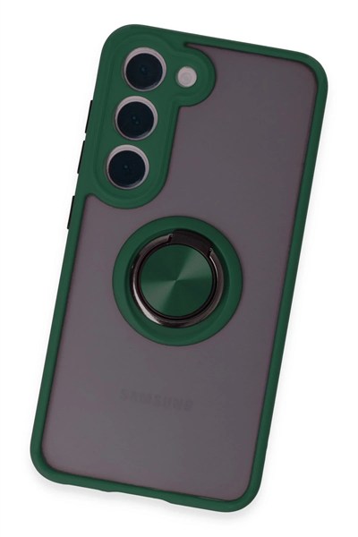 Mey İthalat®  Samsung Galaxy S23 Kılıf Montreal Yüzüklü Silikon Kapak - Yeşil
