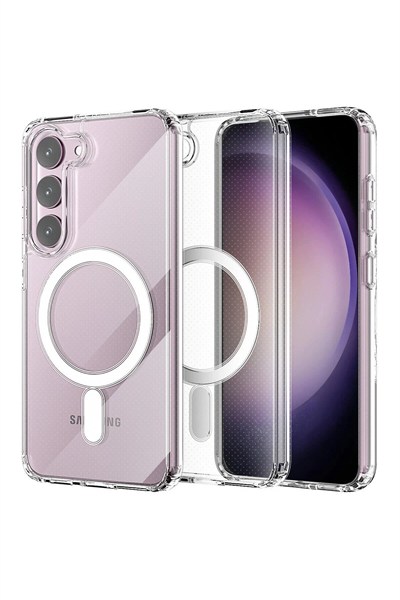 Mey İthalat®  Samsung Galaxy S23 Plus Kılıf Magneticsafe Şeffaf Silikon - Şeffaf