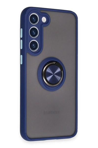 Mey İthalat®  Samsung Galaxy S23 Plus Kılıf Montreal Yüzüklü Silikon Kapak - Lacivert