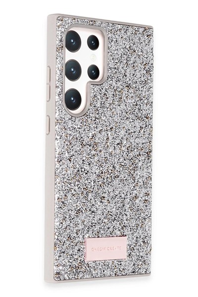 Mey İthalat®  Samsung Galaxy S23 Ultra Bright Simli Kapak - Gümüş