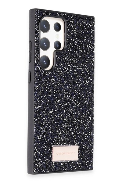 Mey İthalat®  Samsung Galaxy S23 Ultra Bright Simli Kapak - Siyah