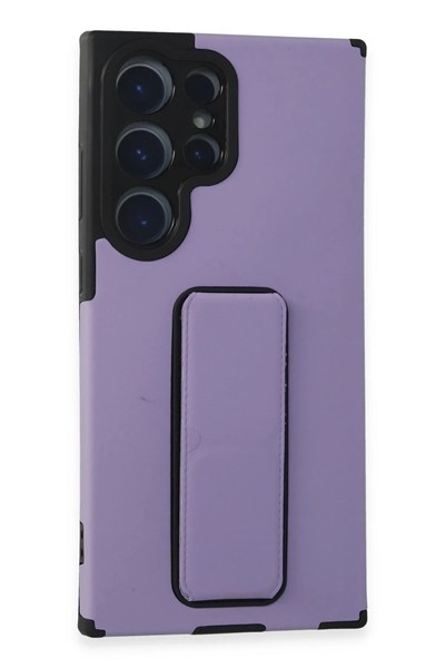 Mey İthalat®  Samsung Galaxy S23 Ultra Kılıf Mega Standlı Silikon - Lila