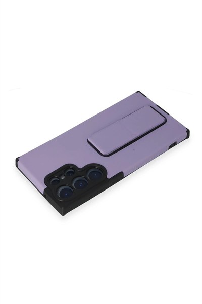 Mey İthalat®  Samsung Galaxy S23 Ultra Kılıf Mega Standlı Silikon - Lila