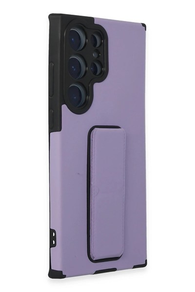 Mey İthalat®  Samsung Galaxy S23 Ultra Kılıf Mega Standlı Silikon - Lila