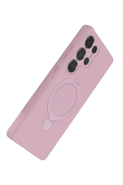 Mey İthalat®  Samsung Galaxy S23 Ultra Regal Magsafe Standlı Kapak - Açık Pembe