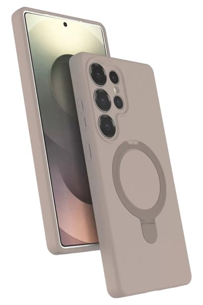 Mey İthalat®  Samsung Galaxy S23 Ultra Regal Magsafe Standlı Kapak - Çöl Titanyum