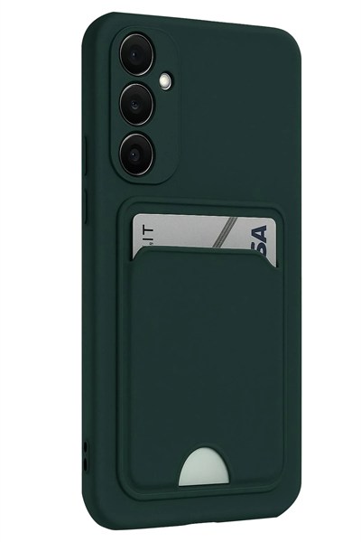 Mey İthalat®  Samsung Galaxy S24 FE Kılıf Kelvin Kartvizitli Silikon - Koyu Yeşil