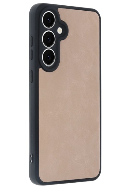Mey İthalat®  Samsung Galaxy S24 FE Kılıf Aras Deri Kapak - Pudra
