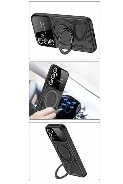 Mey İthalat®  Samsung Galaxy S24 FE Kılıf Joy Lens Standlı Kapak - Kırmızı