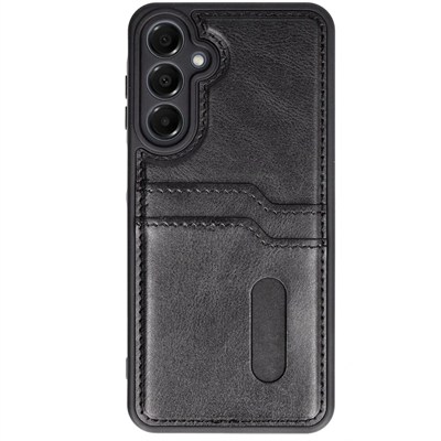 Mey İthalat®  Samsung Galaxy S24 FE Kılıf Sara Kartvizitli Deri Kılıf - Siyah