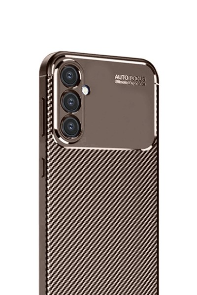 Mey İthalat®  Samsung Galaxy S24 FE Kılıf Auto Focus Karbon Kapak - Kahverengi
