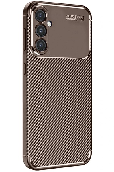 Mey İthalat®  Samsung Galaxy S24 FE Kılıf Auto Focus Karbon Kapak - Kahverengi
