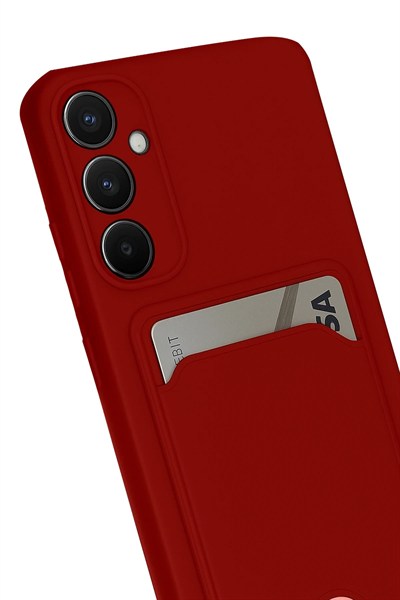 Mey İthalat®  Samsung Galaxy S24 FE Kılıf Kelvin Kartvizitli Silikon - Kırmızı