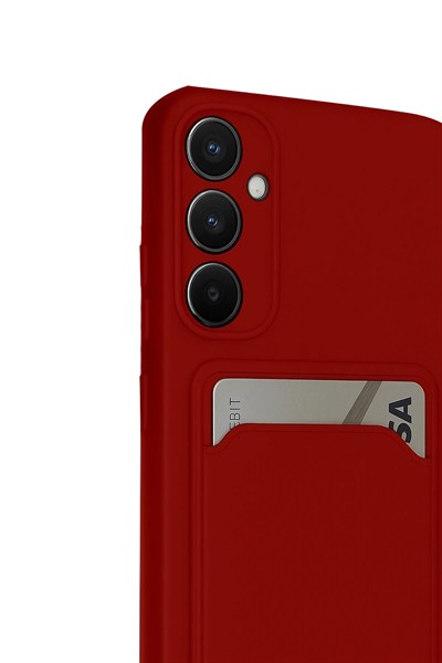 Mey İthalat®  Samsung Galaxy S24 FE Kılıf Kelvin Kartvizitli Silikon - Kırmızı
