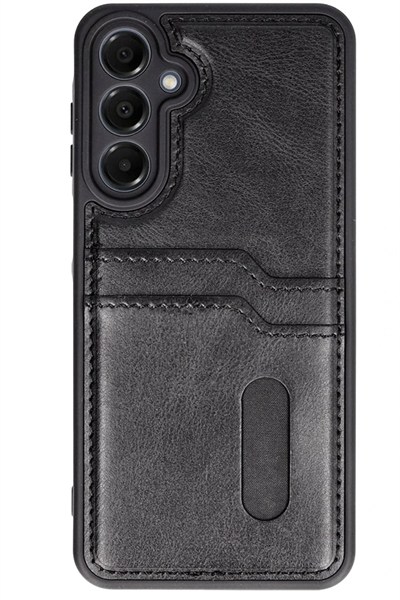 Mey İthalat®  Samsung Galaxy S24 FE Kılıf Sara Kartvizitli Deri Kılıf - Siyah