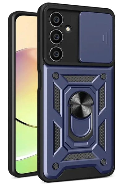 Mey İthalat®  Samsung Galaxy S24 FE Pars Lens Yüzüklü Silikon - Lacivert