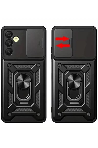 Mey İthalat®  Samsung Galaxy S24 FE Pars Lens Yüzüklü Silikon - Siyah