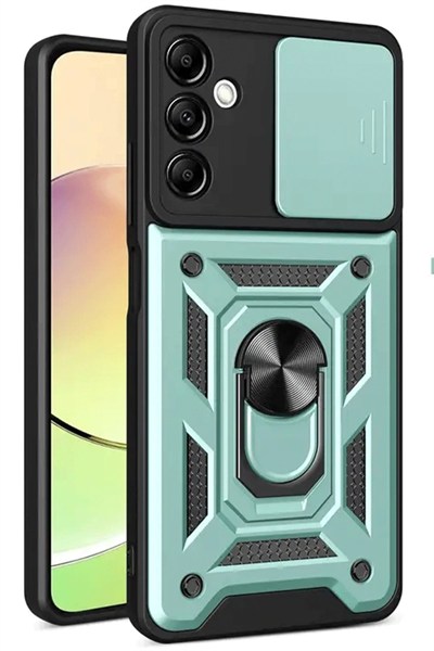 Mey İthalat®  Samsung Galaxy S24 FE Pars Lens Yüzüklü Silikon - Yeşil