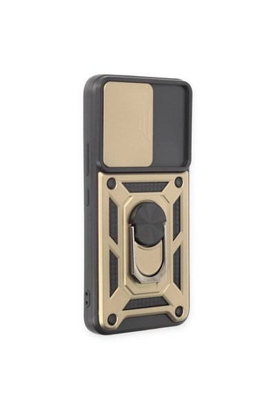 Mey İthalat®  Samsung Galaxy S24 Kılıf Pars Lens Yüzüklü Silikon - Gold