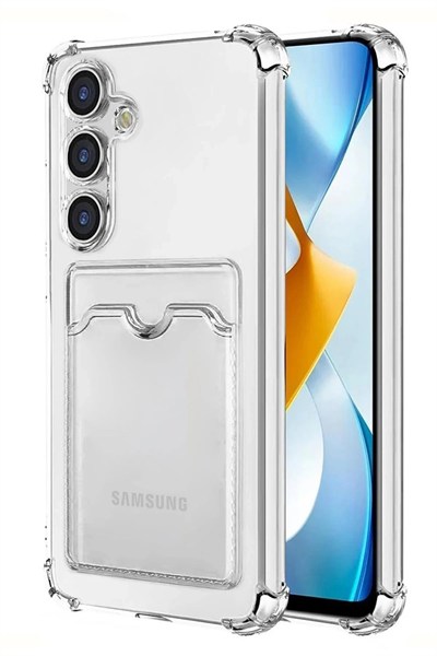 Mey İthalat®  Samsung Galaxy S24 Plus Kılıf Kart Şeffaf Silikon - Şeffaf