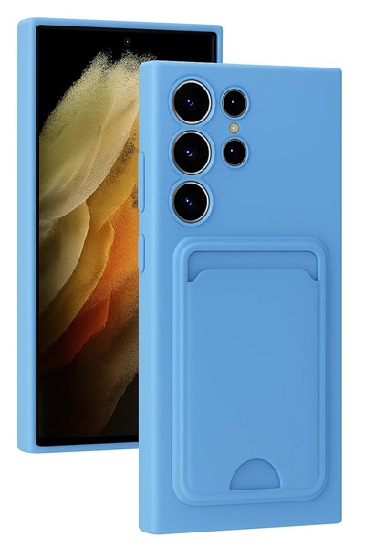 Mey İthalat®  Samsung Galaxy S24 Ultra Kılıf Kelvin Kartvizitli Silikon - Mavi