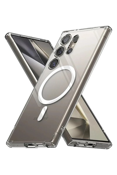 Mey İthalat®  Samsung Galaxy S24 Ultra Kılıf Magneticsafe Şeffaf Silikon - Şeffaf